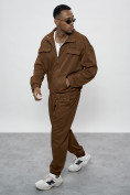 Оптом Спортивный костюм мужской оригинал коричневого цвета 15011K в Ижевск, фото 16
