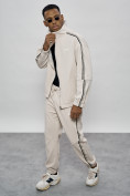 Оптом Спортивный костюм мужской оригинал бежевого цвета 15012B в Тюмени, фото 18