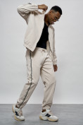 Оптом Спортивный костюм мужской оригинал бежевого цвета 15012B в Самаре, фото 21