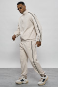 Оптом Спортивный костюм мужской оригинал бежевого цвета 15012B в Самаре, фото 6