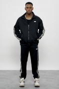 Оптом Спортивный костюм мужской оригинал черного цвета 15012Ch в Краснодаре, фото 2