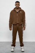 Оптом Спортивный костюм мужской оригинал коричневого цвета 15012K в Тюмени