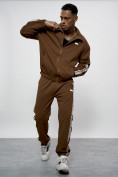 Оптом Спортивный костюм мужской оригинал коричневого цвета 15012K в Кемерово, фото 14
