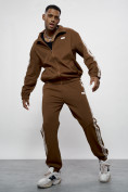 Оптом Спортивный костюм мужской оригинал коричневого цвета 15012K в Челябинске, фото 16