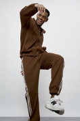 Оптом Спортивный костюм мужской оригинал коричневого цвета 15012K в Астане, фото 17