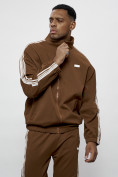 Оптом Спортивный костюм мужской оригинал коричневого цвета 15012K в Алма-Ате, фото 5