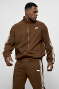 Оптом Спортивный костюм мужской оригинал коричневого цвета 15012K в Оренбурге, фото 8