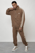 Оптом Спортивный костюм мужской модный из микровельвета бежевого цвета 15015B, фото 13