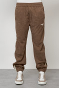 Оптом Спортивный костюм мужской модный из микровельвета бежевого цвета 15015B, фото 5