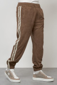 Оптом Спортивный костюм мужской модный из микровельвета бежевого цвета 15015B в Баку, фото 7