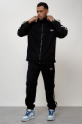 Оптом Спортивный костюм мужской модный из микровельвета черного цвета 15015Ch в Иркутске, фото 11