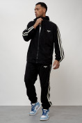 Оптом Спортивный костюм мужской модный из микровельвета черного цвета 15015Ch в Перми, фото 12
