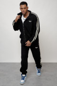 Оптом Спортивный костюм мужской модный из микровельвета черного цвета 15015Ch в Сочи, фото 14