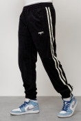 Оптом Спортивный костюм мужской модный из микровельвета черного цвета 15015Ch в Саратове, фото 6