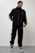 Оптом Спортивный костюм мужской модный из микровельвета черного цвета 15015Ch, фото 9