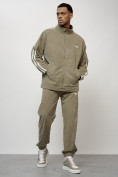 Оптом Спортивный костюм мужской модный из микровельвета цвета хаки 15015Kh в Уфе, фото 10