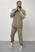 Оптом Спортивный костюм мужской модный из микровельвета цвета хаки 15015Kh в Воронеже, фото 12