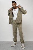Оптом Спортивный костюм мужской модный из микровельвета цвета хаки 15015Kh в Сочи, фото 17