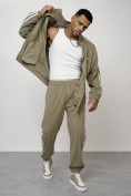 Оптом Спортивный костюм мужской модный из микровельвета цвета хаки 15015Kh в Перми, фото 20