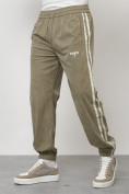Оптом Спортивный костюм мужской модный из микровельвета цвета хаки 15015Kh в Сочи, фото 6