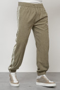 Оптом Спортивный костюм мужской модный из микровельвета цвета хаки 15015Kh в Перми, фото 7