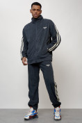 Оптом Спортивный костюм мужской модный из микровельвета темно-серого цвета 15015TC, фото 10