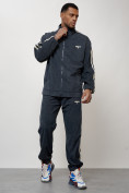Оптом Спортивный костюм мужской модный из микровельвета темно-серого цвета 15015TC, фото 9