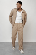 Оптом Спортивный костюм мужской модный бежевого цвета 15020B в Сочи, фото 13