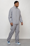 Оптом Спортивный костюм мужской модный серого цвета 15020Sr в Оренбурге, фото 3