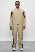 Оптом Спортивный костюм мужской плащевой бежевого цвета 1508B в Астане