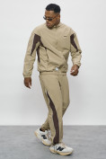 Оптом Спортивный костюм мужской плащевой бежевого цвета 1508B в Омске, фото 13