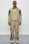 Оптом Спортивный костюм мужской плащевой бежевого цвета 1508B в Перми, фото 19