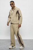 Оптом Спортивный костюм мужской плащевой бежевого цвета 1508B в Кемерово, фото 20