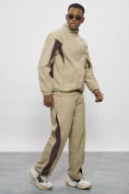 Оптом Спортивный костюм мужской плащевой бежевого цвета 1508B в Уфе, фото 3