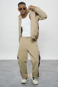 Оптом Спортивный костюм мужской плащевой бежевого цвета 1508B в Тюмени, фото 5