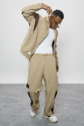 Оптом Спортивный костюм мужской плащевой бежевого цвета 1508B в Челябинске, фото 6