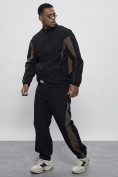 Оптом Спортивный костюм мужской плащевой черного цвета 1508Ch в Иркутске, фото 28