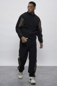 Оптом Спортивный костюм мужской плащевой черного цвета 1508Ch во Владивостоке, фото 29