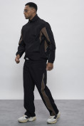 Оптом Спортивный костюм мужской плащевой черного цвета 1508Ch в Перми, фото 6