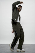 Оптом Спортивный костюм мужской плащевой цвета хаки 1508Kh, фото 17