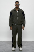 Оптом Спортивный костюм мужской плащевой цвета хаки 1508Kh, фото 19