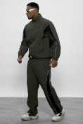 Оптом Спортивный костюм мужской плащевой цвета хаки 1508Kh в Барнауле, фото 2
