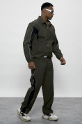 Оптом Спортивный костюм мужской плащевой цвета хаки 1508Kh, фото 21