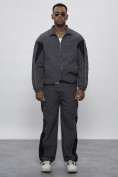 Оптом Спортивный костюм мужской плащевой серого цвета 1508Sr