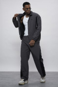 Оптом Спортивный костюм мужской плащевой серого цвета 1508Sr в Сочи, фото 16