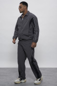 Оптом Спортивный костюм мужской плащевой серого цвета 1508Sr в Екатеринбурге, фото 2