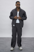 Оптом Спортивный костюм мужской плащевой серого цвета 1508Sr, фото 21
