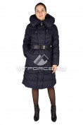 Оптом Пальто женское зимнее большого размера темно-синего цвета 15181TS