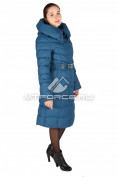 Оптом Пальто женское зимнее большого размера синего цвета 15181S