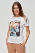 Оптом Женские футболки с принтом белого цвета 1601Bl в Казани, фото 3